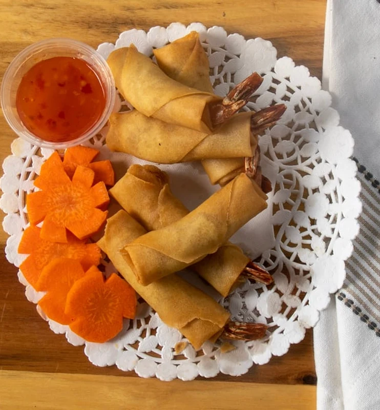 Deep fried shrimp spring rolls at Thai Tai Vietnamese, Calgary